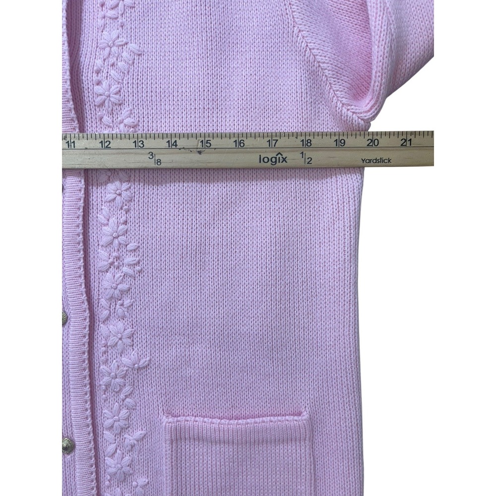 Essential Elements Pink Cardigan Sweater Med Petite Acrylic Button Grandmacore - Picture 4 of 6